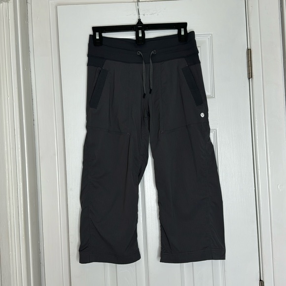 lululemon athletica Pants - Lululemon studio cropped , relaxed fit, wide leg,tie waist, gray,SZ 10, athletic